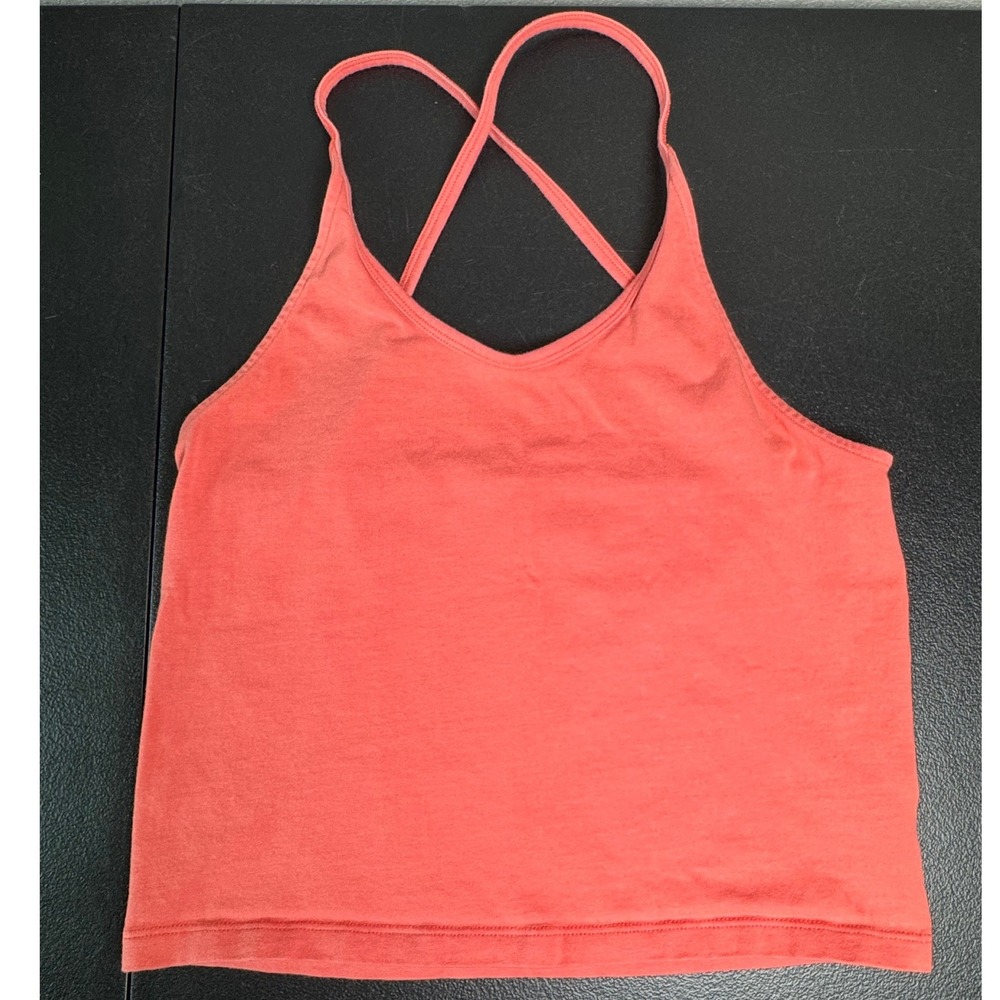 American Eagle‎ Womens Coral V-Neck Criss Cross Cropped Cami Tank Top Medium